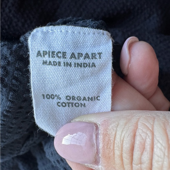 APIECE APART Marta One Shoulder Maxi Dress Navy Blue Medium Knit Gauzy Puff - Picture 13 of 13